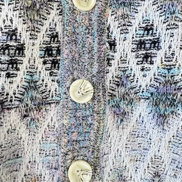 Vintage 80s 90s Mens Bachrach Cardigan Sweater Diamond Textured Multicolor Knit Cardigan